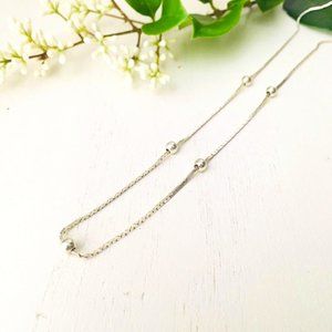 Vintage Necklace Marked Italy 925 Sterling Silver Sprinkle Beads Minimalist